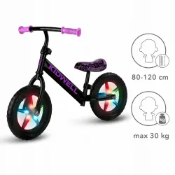 Rowerek biegowy dla dzieci Kidwell Rebel LED Neon światła w kołach Pink