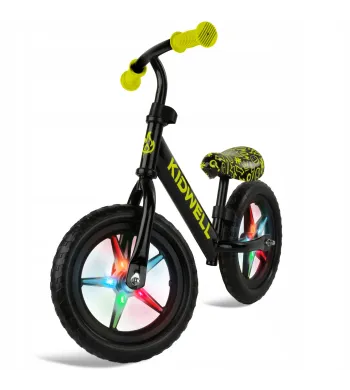 Rowerek biegowy dla dzieci Kidwell Rebel LED Neon światła w kołach Yellow