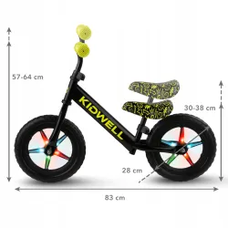 Rowerek biegowy dla dzieci Kidwell Rebel LED Neon światła w kołach Yellow Rowerek biegowy dla dzieci Kidwell Rebel LED Neon światła w kołach Yellow
