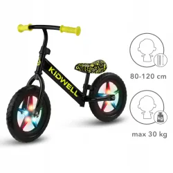 Rowerek biegowy dla dzieci Kidwell Rebel LED Neon światła w kołach Yellow Rowerek biegowy dla dzieci Kidwell Rebel LED Neon światła w kołach Yellow