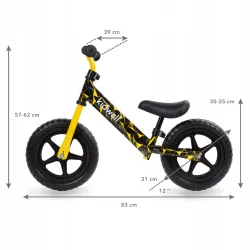 Kidwell ROWEREK BIEGOWY JEŹDZIK REBEL KOŁA 12" LEKKI REGULOWANY MIĘTOWY ŻÓŁTY YELLOW Kidwell ROWEREK BIEGOWY JEŹDZIK REBEL KOŁA 12" LEKKI REGULOWANY MIĘTOWY ŻÓŁTY YELLOW