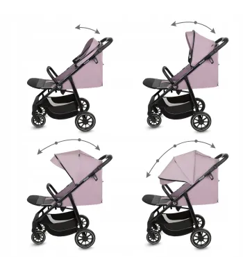 Kidwell Wózek spacerowy ENZO + akcesoria, duże koła, budka, do 22kg pink
