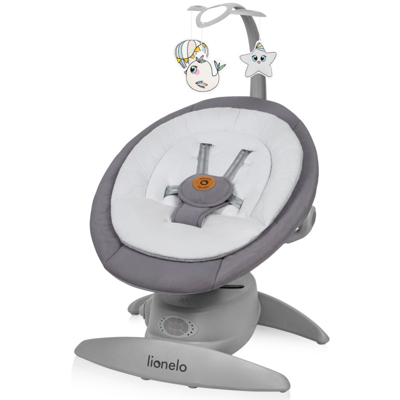 Bujaczek leżaczek elektryczny PILOT BLUETOOTH WYKRYWA RUCHY Lionelo Mell Grey Stone