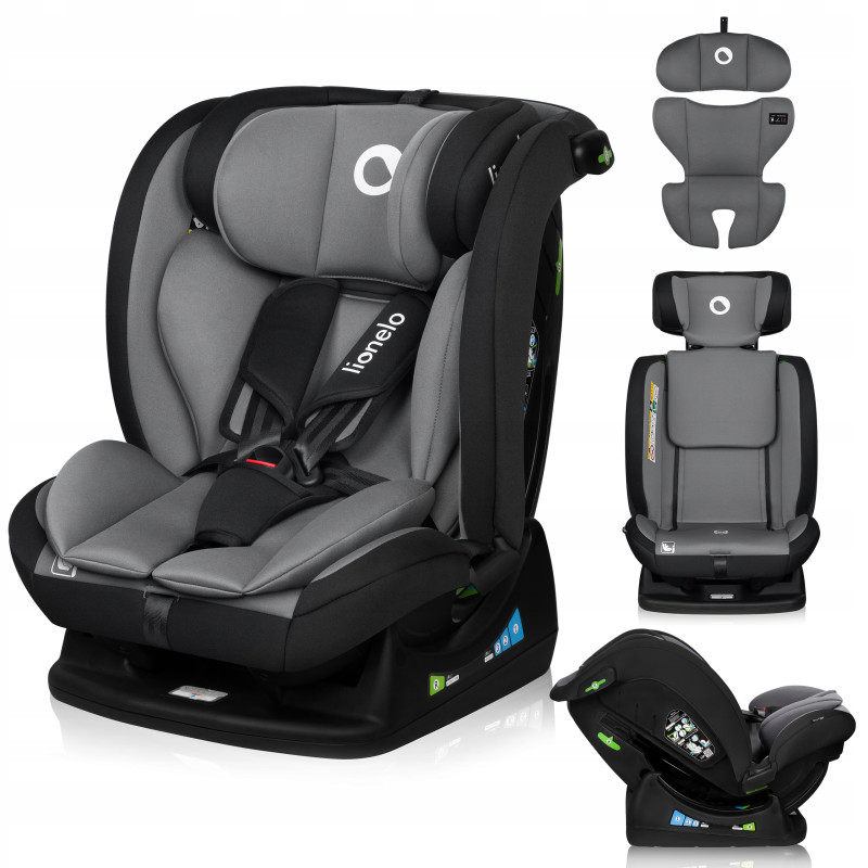 Fotelik samochodowy 40-150 cm PRZÓD TYŁ łatwy montaż Lionelo Izzy I-Size Black grey