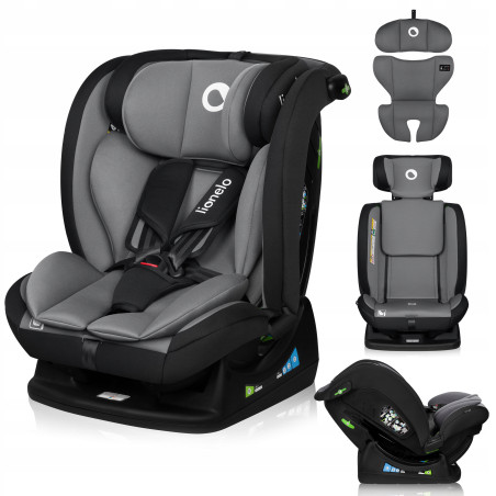 Fotelik samochodowy 40-150 cm PRZÓD TYŁ łatwy montaż Lionelo Izzy I-Size Black grey