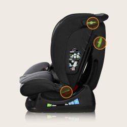 Fotelik samochodowy 40-150 cm PRZÓD TYŁ łatwy montaż Lionelo Izzy I-Size Black grey
