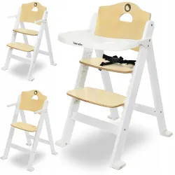 Krzesełko drewniane fotelik do karmienia 3w1 Lionelo Floris white