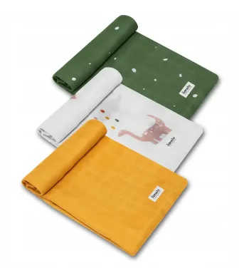 Pieluszki bambusowe Lionelo Bamboo Bawełna Bambusowa Set 3 szt. Dino