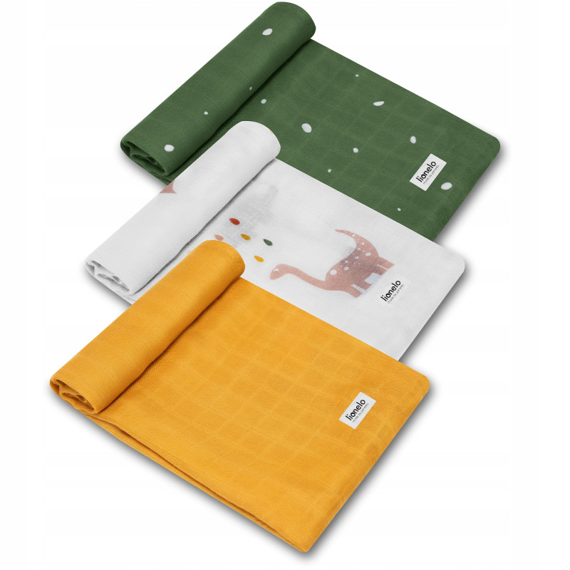 Pieluszki bambusowe Lionelo Bamboo Bawełna Bambusowa Set 3 szt. Dino