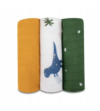 Pieluszki bambusowe Lionelo Bamboo Bawełna Bambusowa Set 3 szt. Dino