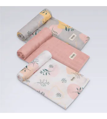 Pieluszki bambusowe Lionelo Bamboo Bawełna Bambusowa Set 3 szt. LEAF