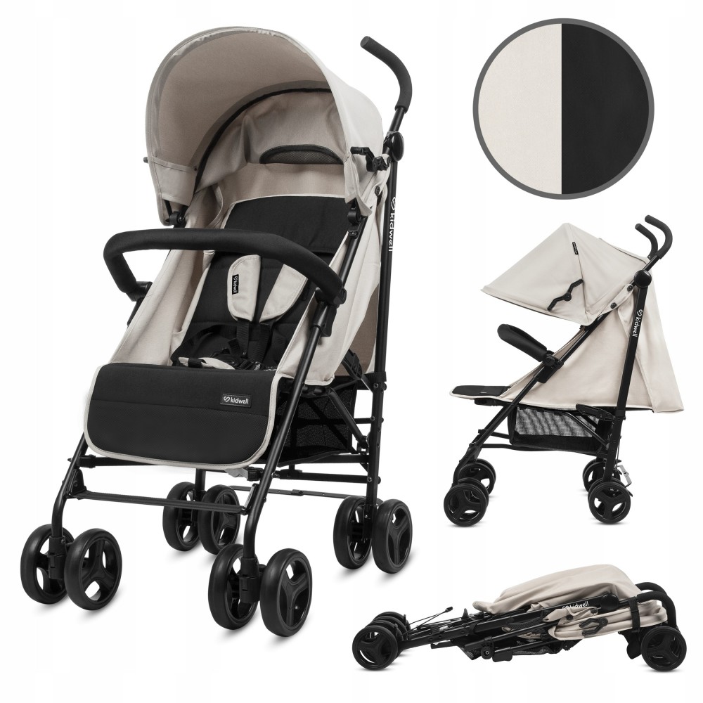 Kidwell WÓZEK SPACEROWY SPACERÓWKA PARASOLKA QUGAR BEIGE BLACK