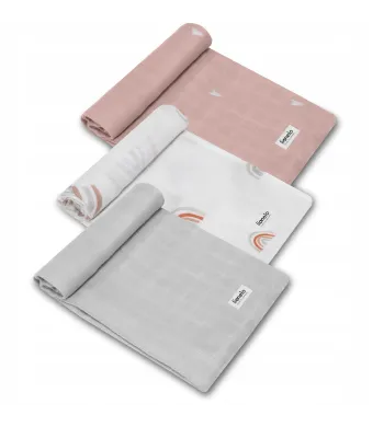 Pieluszki bambusowe Lionelo Bamboo Bawełna Bambusowa Set 3 szt. Rainbow