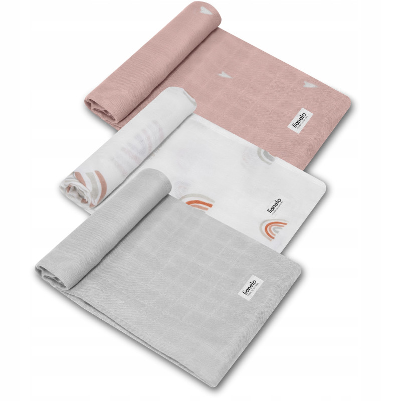 Pieluszki bambusowe Lionelo Bamboo Bawełna Bambusowa Set 3 szt. Rainbow