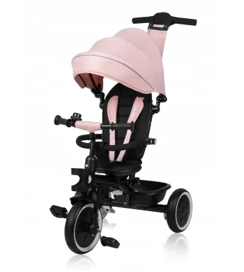 Rowerek trójkołowy obracany przód tył pasy wolne koło LIONELO BERRY Pink Rose