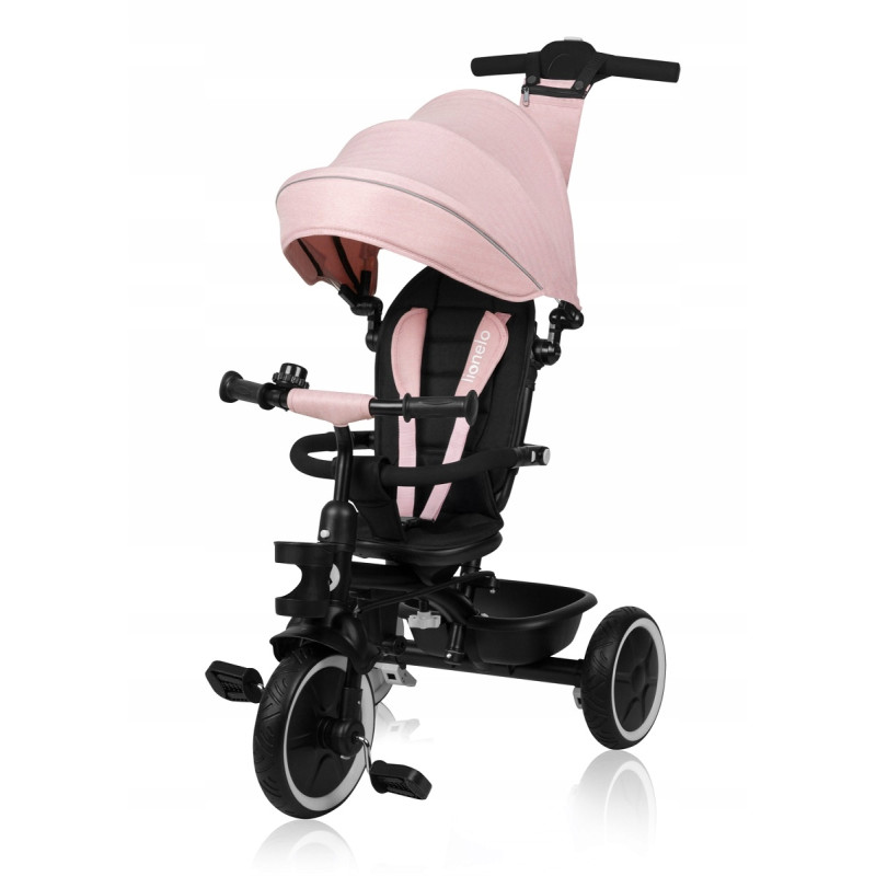 Rowerek trójkołowy obracany przód tył pasy wolne koło LIONELO BERRY Pink Rose