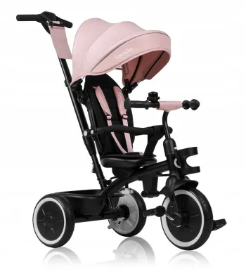 Rowerek trójkołowy obracany przód tył pasy wolne koło LIONELO BERRY Pink Rose