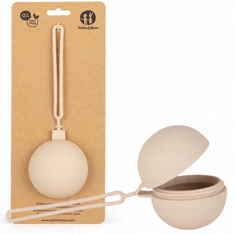 Etui na smoczek silikonowe  PETITE&MARS Sand BEŻ