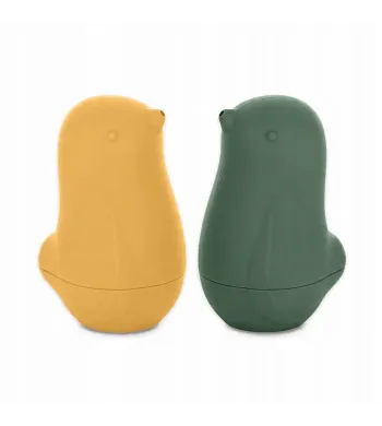 Petite&Mars Zabawki kąpielowe silikonowe Love bird 2 szt. rozkręcane Ochre