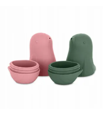 Petite&Mars Zabawki kąpielowe silikonowe Love bird 2 szt. rozkręcane Rose