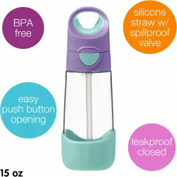 B.BOX BIDON BUTELKA TRITANOWA DO PICIA ZE SŁOMKĄ  450ML Lilac Pop