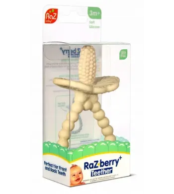 RAZBABY GRYZAK SILIKONOWY NA ZĄBKOWANIE DLA NIEMOWLĄT KARMELOWY