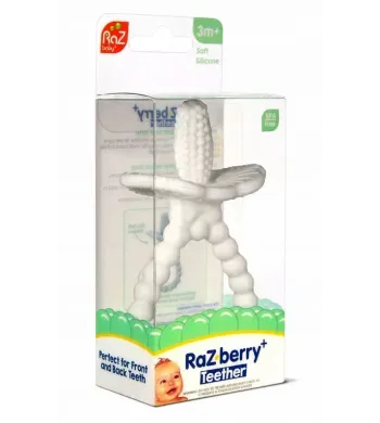 RAZBABY GRYZAK SILIKONOWY NA ZĄBKOWANIE DLA NIEMOWLĄT KREMOWY