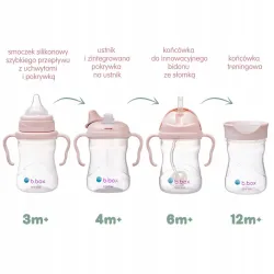 B.Box Kubek 4w1 zestaw 240 ml  bidon butelka kubek błękitny różowy blush