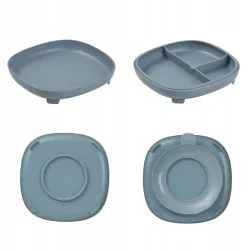 B.box Talerzyk z przyssawką dla dzieci - trójdzielny 2w1 błękitny