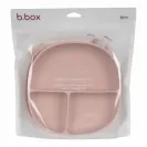 B.box Talerzyk z przyssawką trójdzielny silikonowy z przykrywką różowy
