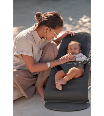 BABYBJORN leżaczek bujaczek BLISS COTTON ANTRIACITE do 13 kg ciemny szary Anthracite