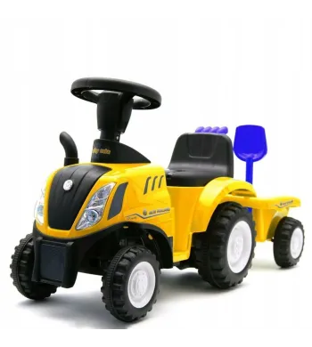 Baby Mix New Holland jeździk traktor z przyczepą i narzędziami żółty