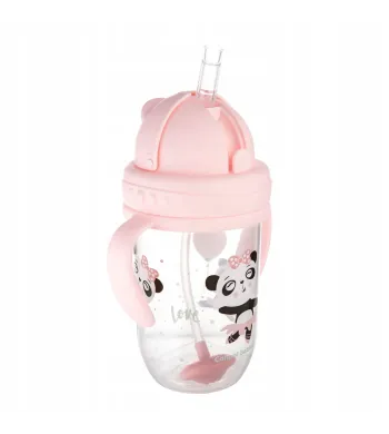 Canpol KUBEK NIEKAPEK Bidon z Obciążoną SŁOMKĄ 270 ml BONJOUR PARIS 56/606 pink