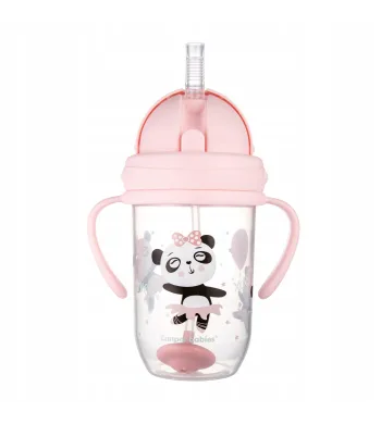 Canpol KUBEK NIEKAPEK Bidon z Obciążoną SŁOMKĄ 270 ml BONJOUR PARIS 56/606 pink
