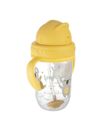 Canpol KUBEK NIEKAPEK Bidon z Obciążoną SŁOMKĄ 270 ml BONJOUR PARIS 56/606 żółty