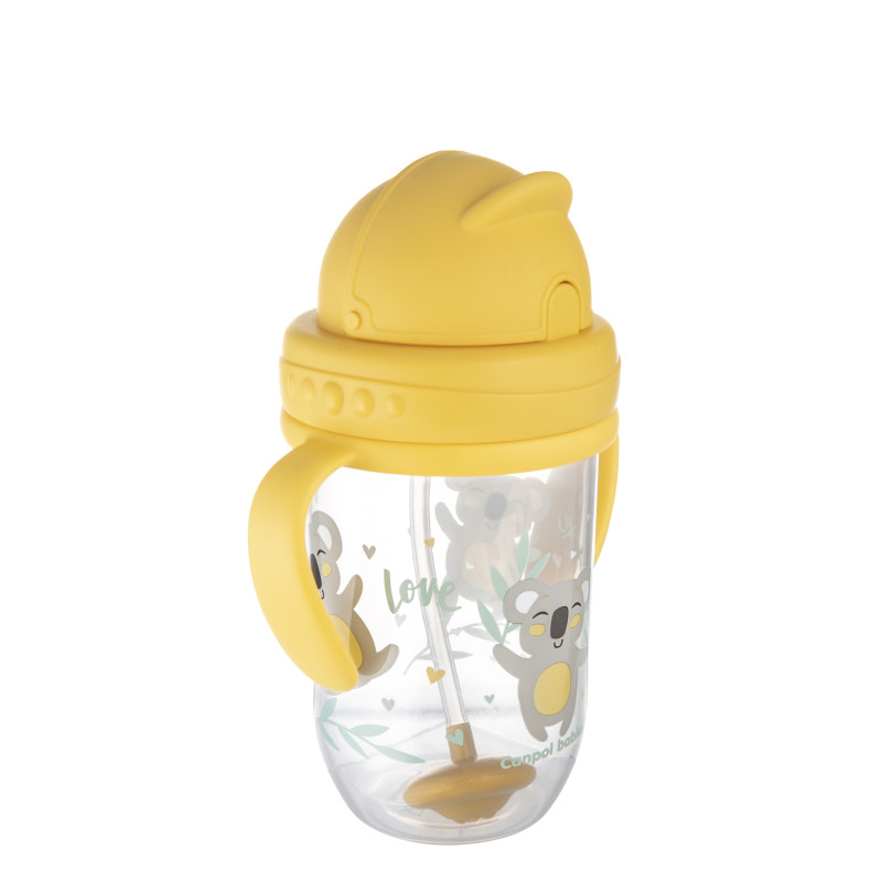 Canpol KUBEK NIEKAPEK Bidon z Obciążoną SŁOMKĄ 270 ml BONJOUR PARIS 56/606 żółty