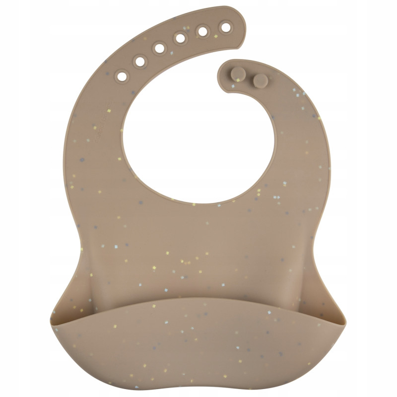 Canpol babies śliniak silikonowy z kieszonką DOTS 51/029 beż