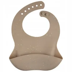 Canpol babies śliniak silikonowy z kieszonką DOTS 51/029 beż