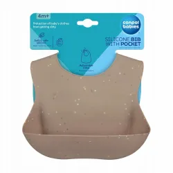 Canpol babies śliniak silikonowy z kieszonką DOTS 51/029 beż