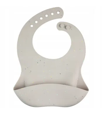 Canpol babies śliniak silikonowy z kieszonką DOTS 51/029 grey