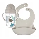 Canpol babies śliniak silikonowy z kieszonką DOTS 51/029 grey