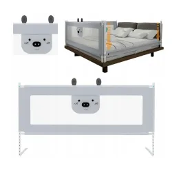 PRIMABOBO Barierka ochronna do łóżka MIŚ 200cm SKŁADANA, dla dzieci SZARA