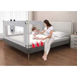 PRIMABOBO Barierka ochronna do łóżka MIŚ 200cm SKŁADANA, dla dzieci SZARA