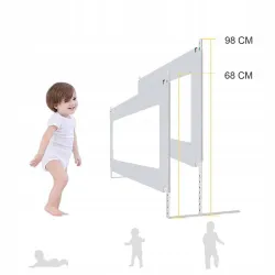 PRIMABOBO Barierka ochronna do łóżka MIŚ 200cm SKŁADANA, dla dzieci SZARA