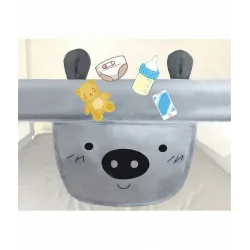 PRIMABOBO Barierka ochronna do łóżka MIŚ 200cm SKŁADANA, dla dzieci SZARA