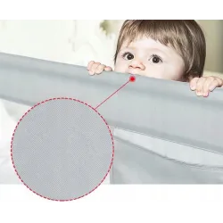 PRIMABOBO Barierka ochronna do łóżka MIŚ 200cm SKŁADANA, dla dzieci SZARA