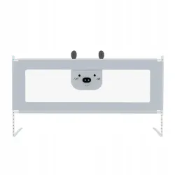 PRIMABOBO Barierka ochronna do łóżka MIŚ 200cm SKŁADANA, dla dzieci SZARA