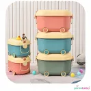 PRIMABOBO Plastikowe PUDEŁKO NA ZABAWKI na kółkach, POJEMNIK z uchwytem