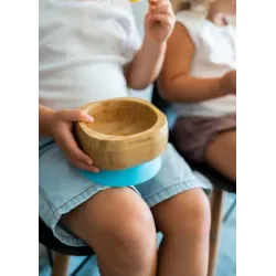 ECO RASCALS Miseczka BAMBUSOWA głęboka z łyżeczką Niebieska