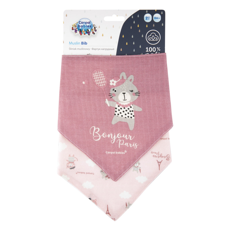 CANPOL MIĘKKI ŚLINIAK APASZKA 2w1 MUŚLIN 26/900 Pink